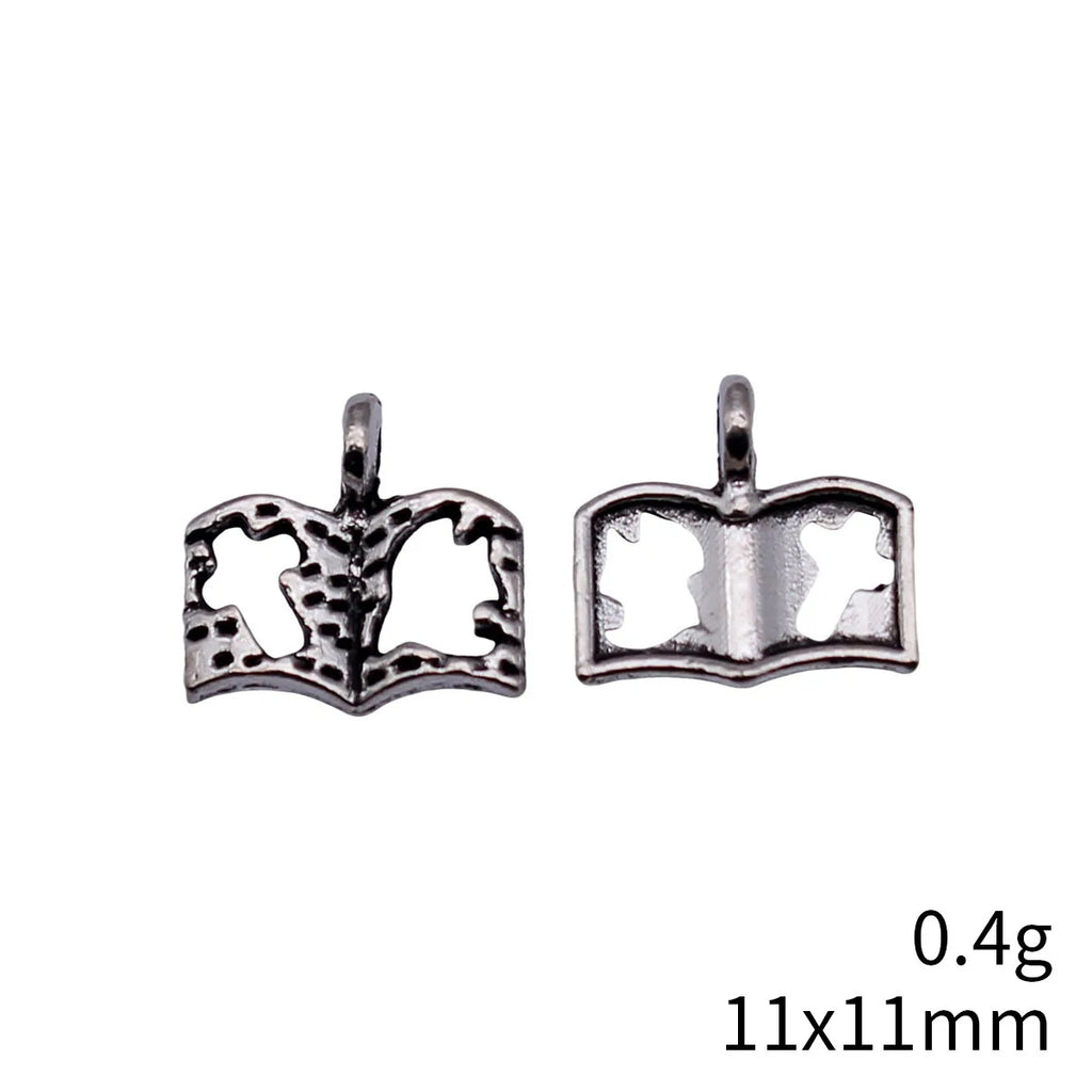 11x11mm 0.4g Antique Silver Zinc Alloy Hollow Cross Book Charm Pendant for DIY Necklace Jewelry Making
