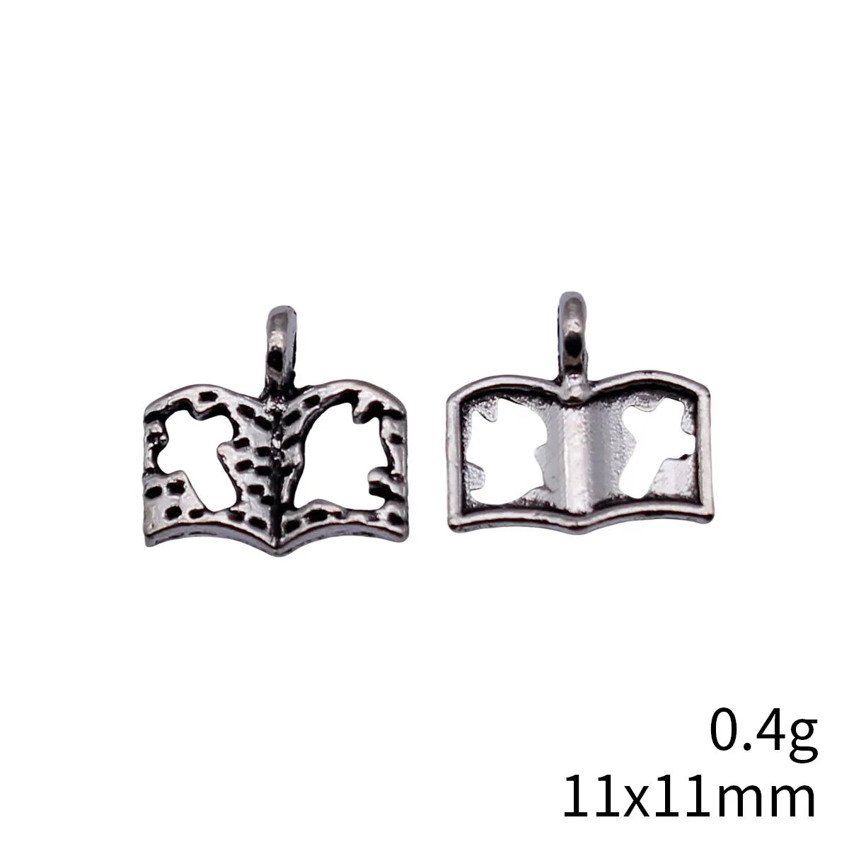 11x11mm 0.4g Antique Silver Zinc Alloy Hollow Cross Book Charm Pendant for DIY Necklace Jewelry Making