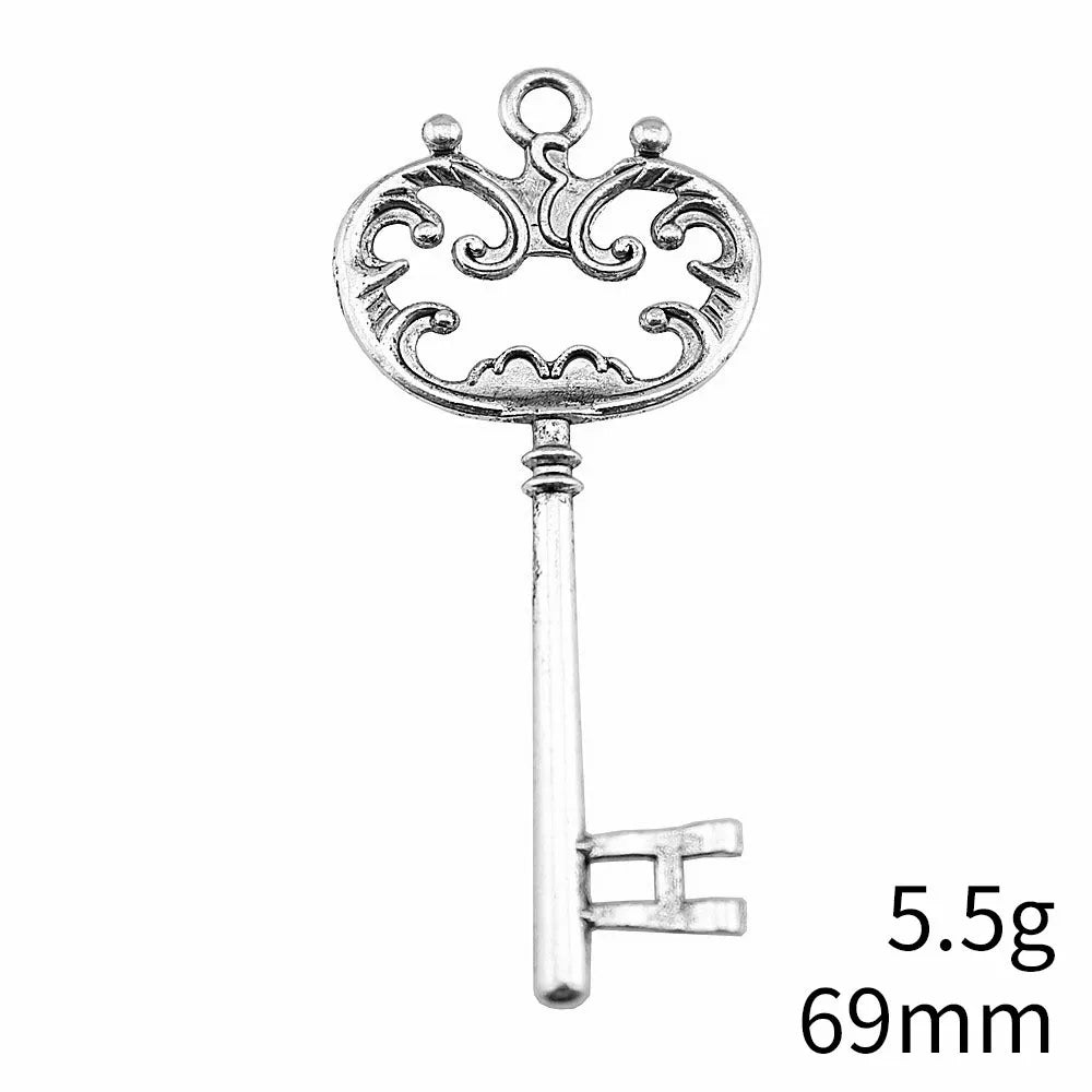 31x69mm 5.5g Multicolor Zinc Alloy Key Charm Pendant for DIY Necklace Bracelet Jewelry Making