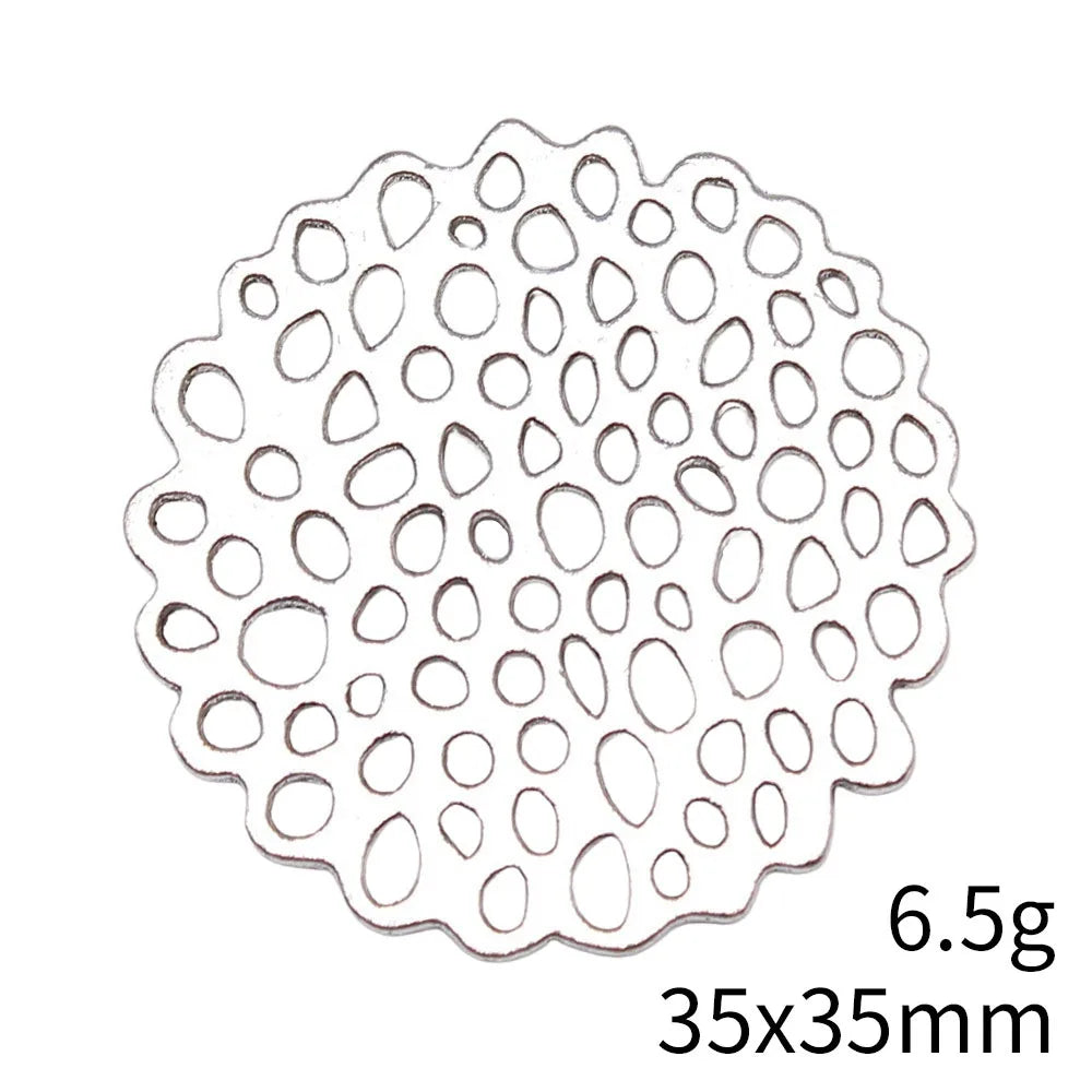 35x35mm 6.5g Antique Silver Zinc Alloy Irregular Multi Hole Flower Plate Charm Pendant for DIY Jewelry