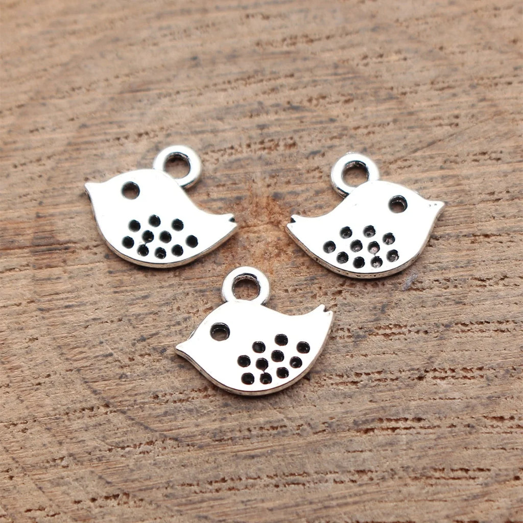 11x9.8x1mm 0.34g Multicolor Zinc Alloy Bird Charm Pendant for DIY Bracelet Necklace Jewelry Making