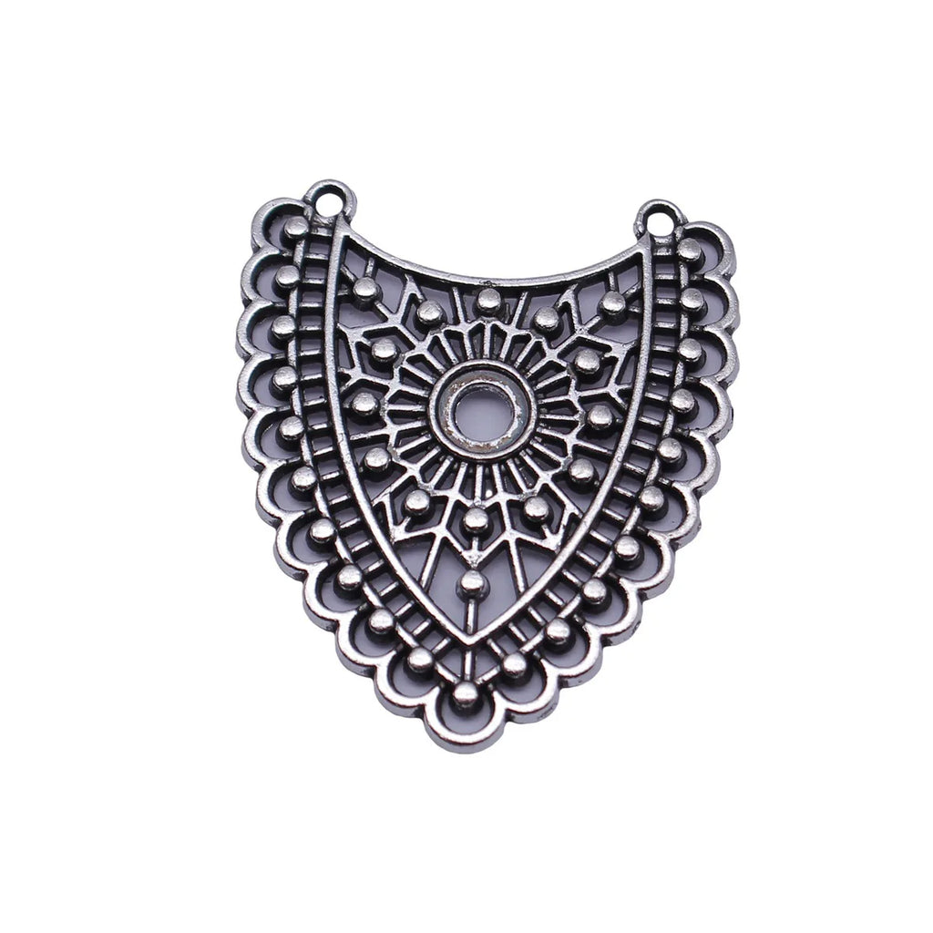 41x35mm 6.5g Antique Silver Zinc Alloy Hollow Lace Earring Connector Charm for DIY Earring Making