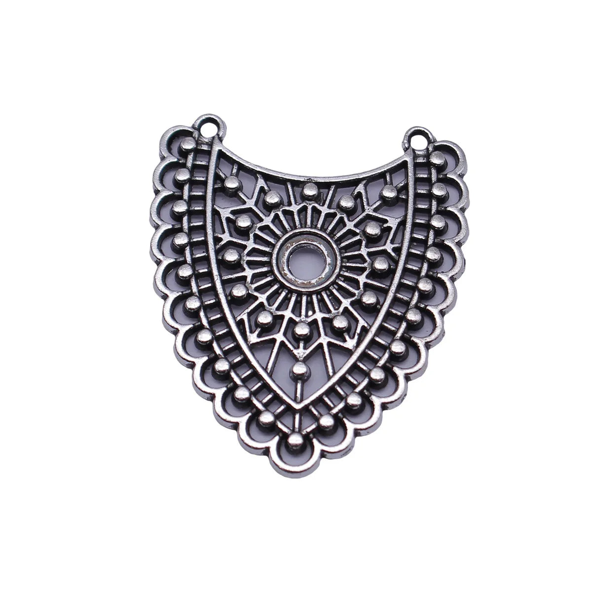 41x35mm 6.5g Antique Silver Zinc Alloy Hollow Lace Earring Connector Charm for DIY Earring Making