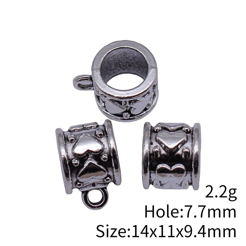 14x11x9.4mm 2.2g Antique Silver Zinc Alloy Heart Pattern Large Hole Three-Way Bail Connector for DIY Jewelry