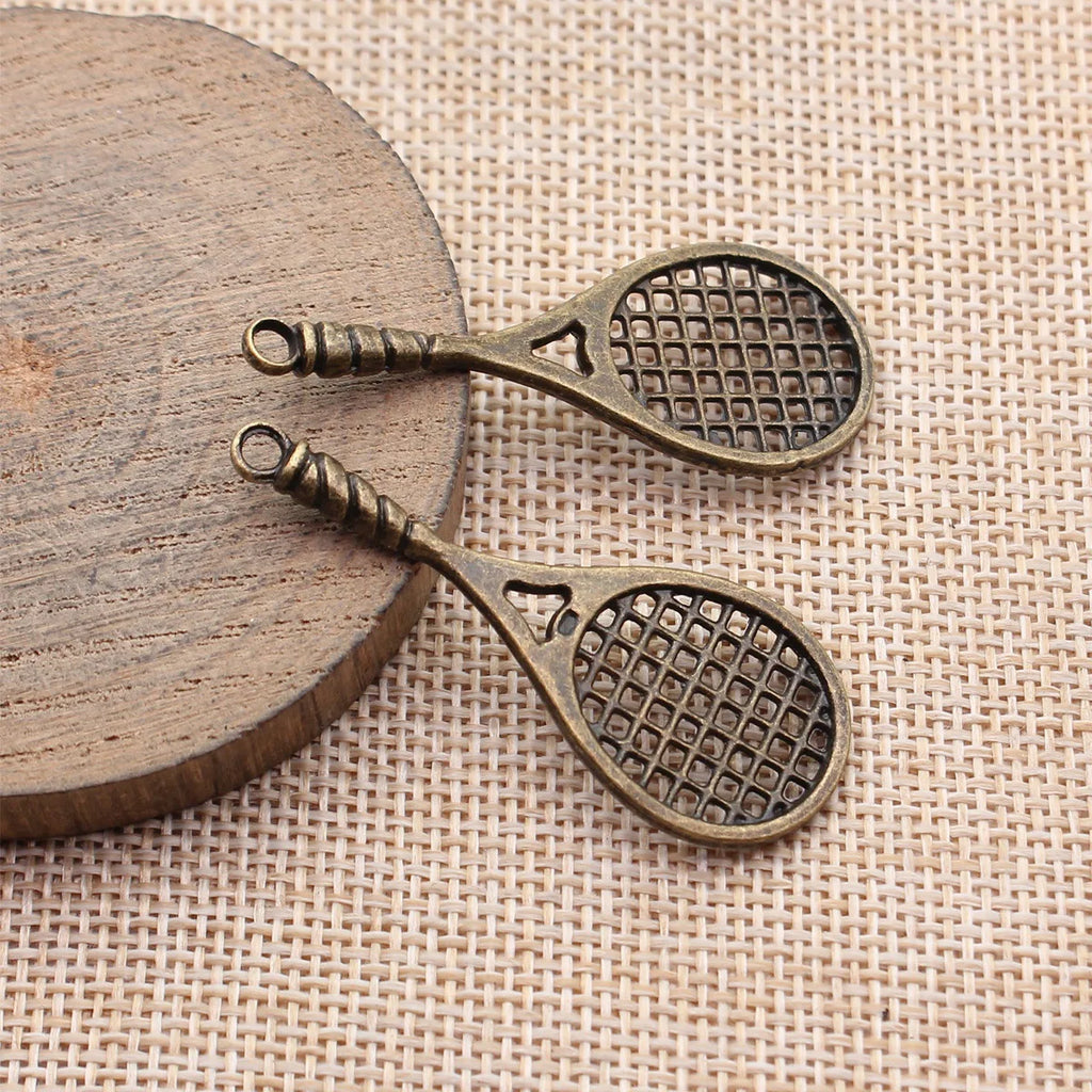 49x19mm 3.1g Multicolor Zinc Alloy Tennis Racket Charm Pendant for DIY Sports Jewelry Making