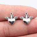 17x15mm 1.6g Antique Silver Zinc Alloy Winged Heart Wing Charm Pendant for DIY Bracelet Necklace Jewelry