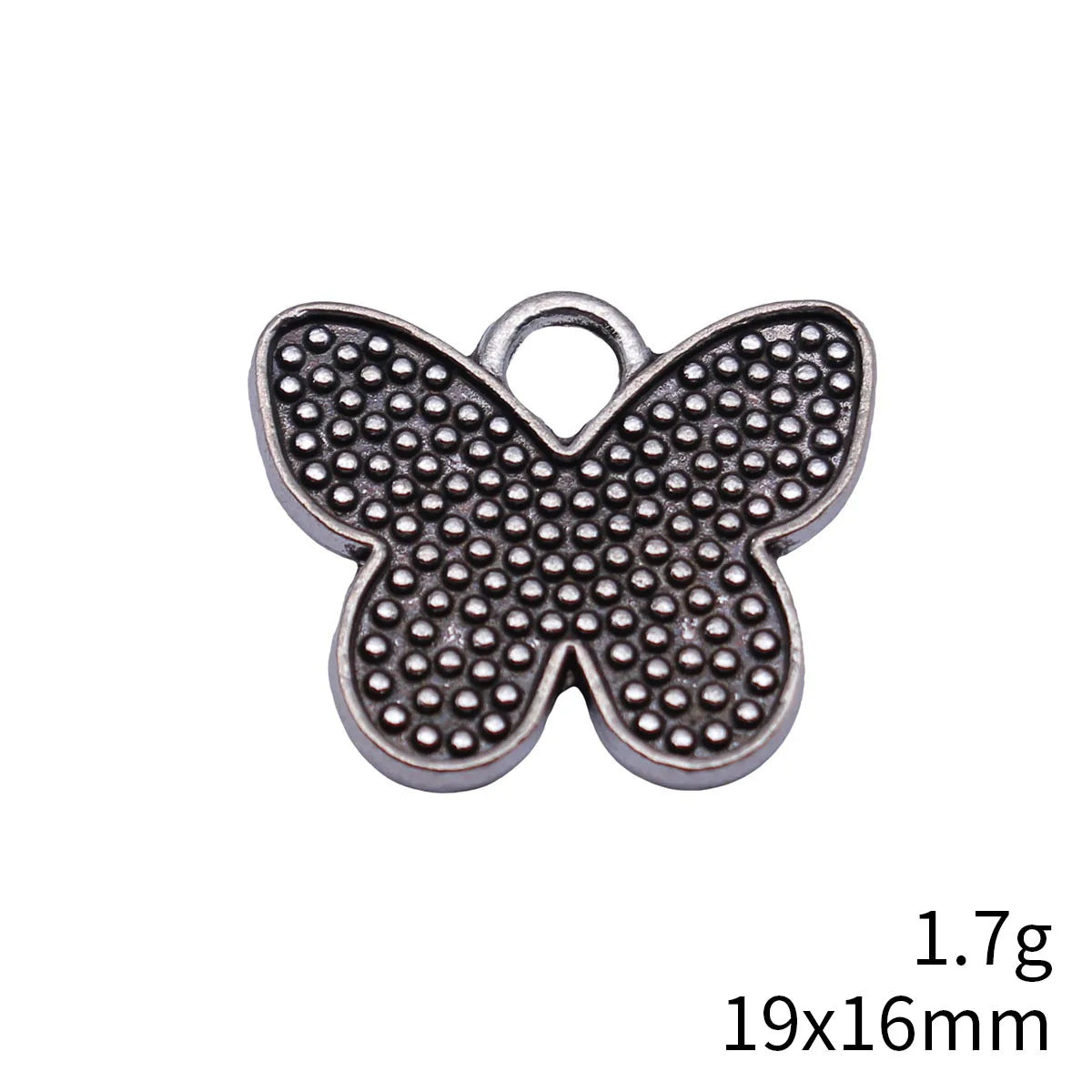 19x16mm 1.7g Antique Silver Zinc Alloy Dotted Butterfly Charm Pendant for DIY Jewelry Making