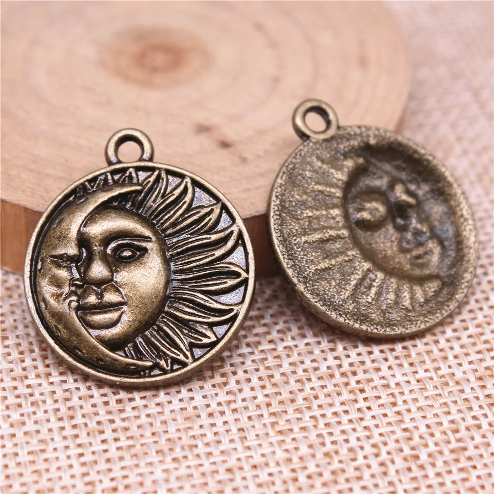 29x25mm 4.4g Multicolor Zinc Alloy Sun Moon Charm Pendant for DIY Necklace Bracelet Jewelry Making