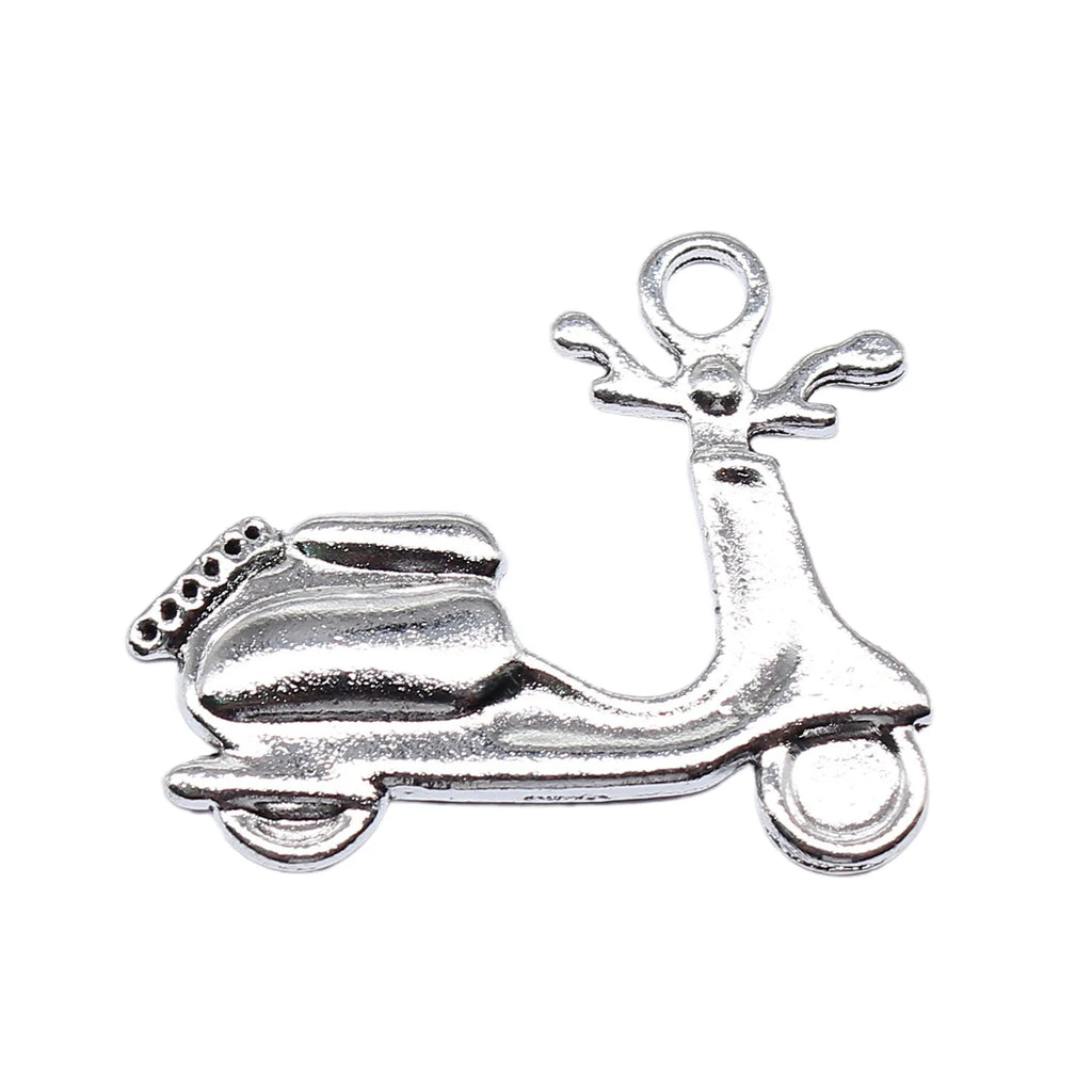 25x31mm 2.4g Antique Silver Zinc Alloy Electric Scooter Charm Pendant for DIY Jewelry Making