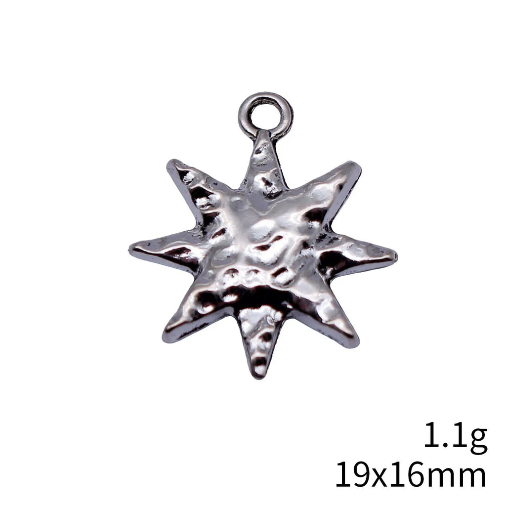 19x16mm 1.1g Antique Silver Zinc Alloy Eight Point Starburst Charm Pendant for DIY Necklace Jewelry