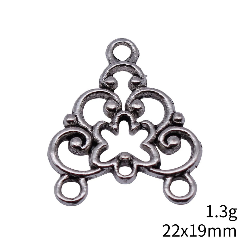 22x19mm 1.3g Antique Silver Zinc Alloy Hollow Earring Connector Charm for DIY Earring Jewelry Making