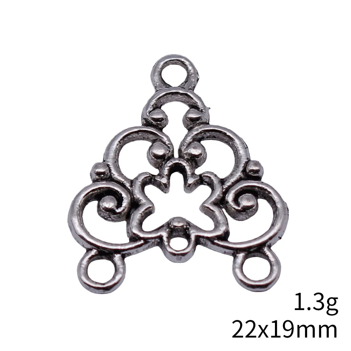 22x19mm 1.3g Antique Silver Zinc Alloy Hollow Earring Connector Charm for DIY Earring Jewelry Making