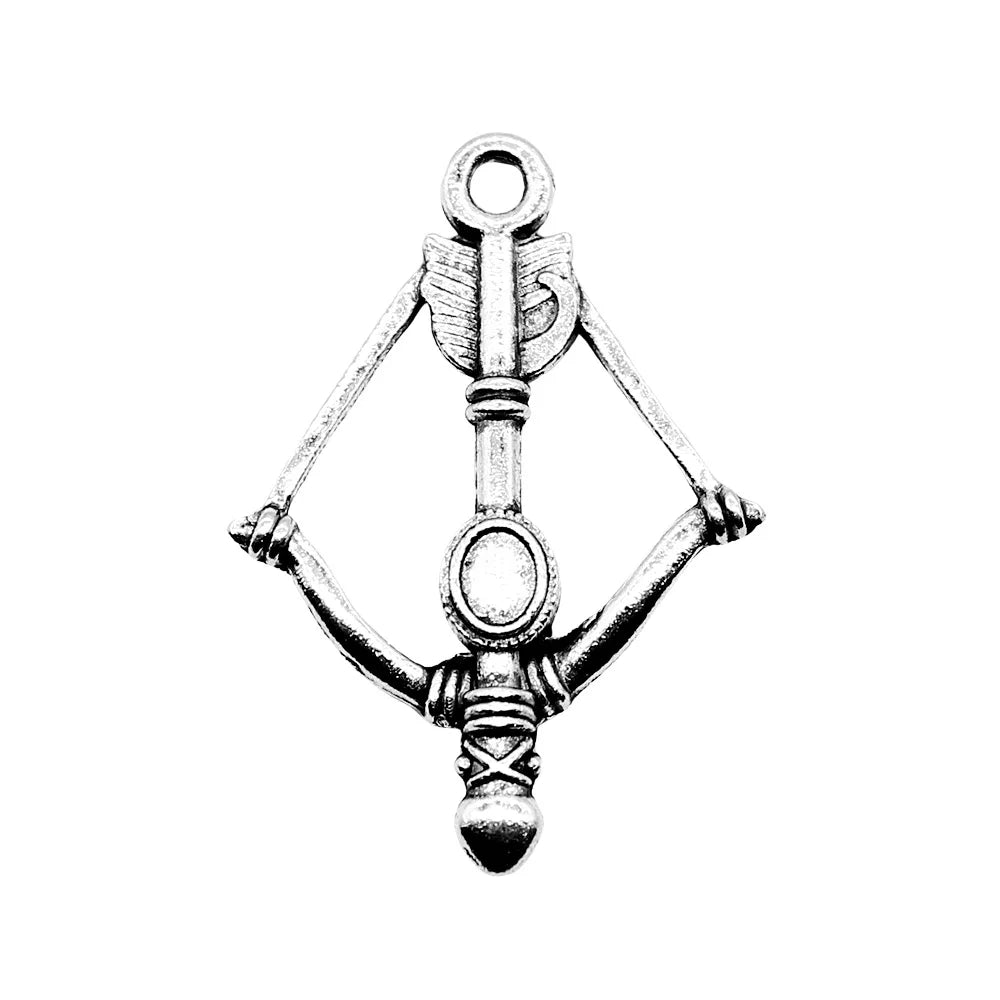 24x35mm 1.6g Antique Silver Zinc Alloy Bow and Arrow Charm Pendant for DIY Necklace Making