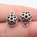 16x13x8.6mm 1.4g Antique Silver Zinc Alloy 3D Hollow Flower Charm Pendant for DIY Earrings and Jewelry Making