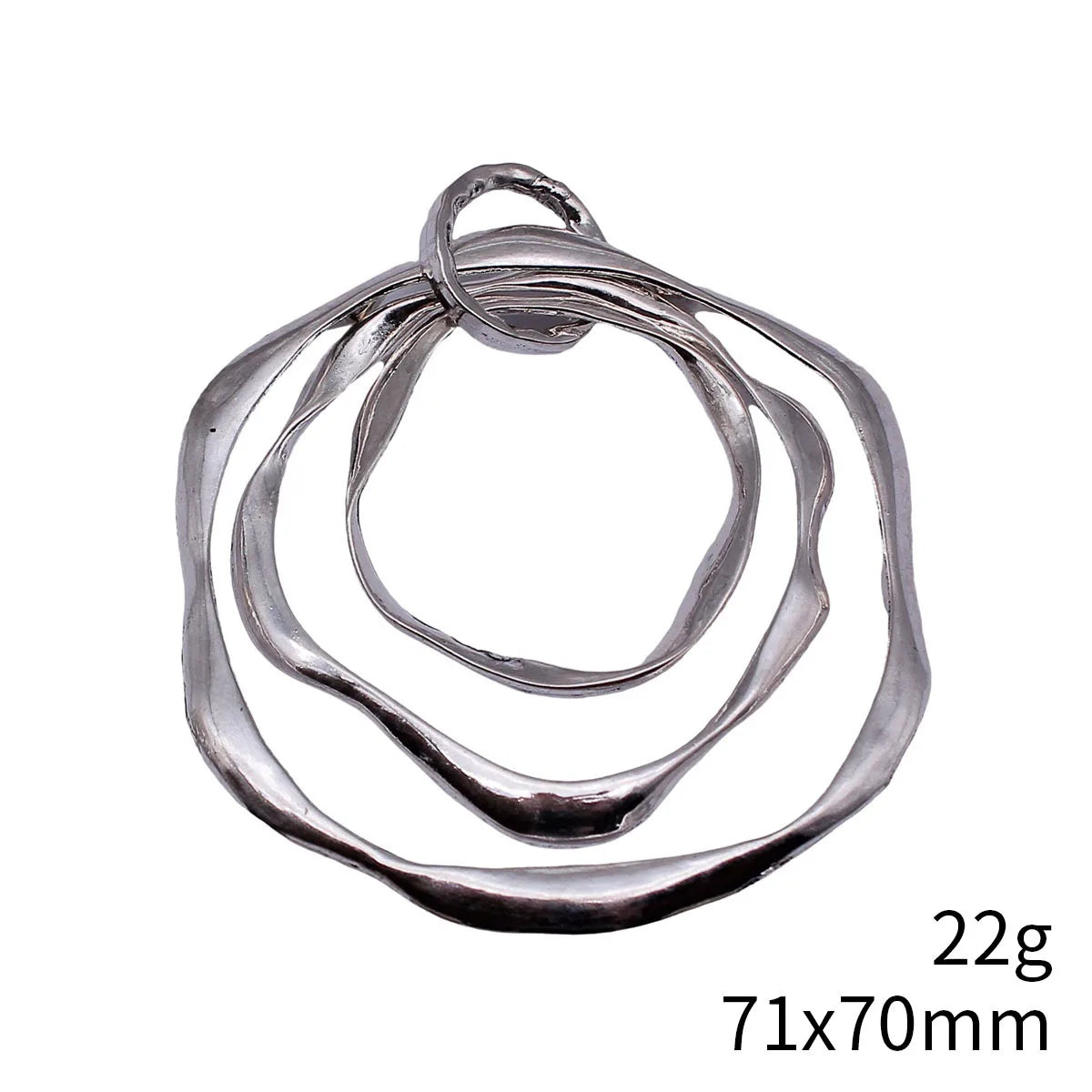 71x70mm 22g Multicolor Zinc Alloy Three Layer Hollow Hammered Round Ring Charm Pendant for Necklace Making