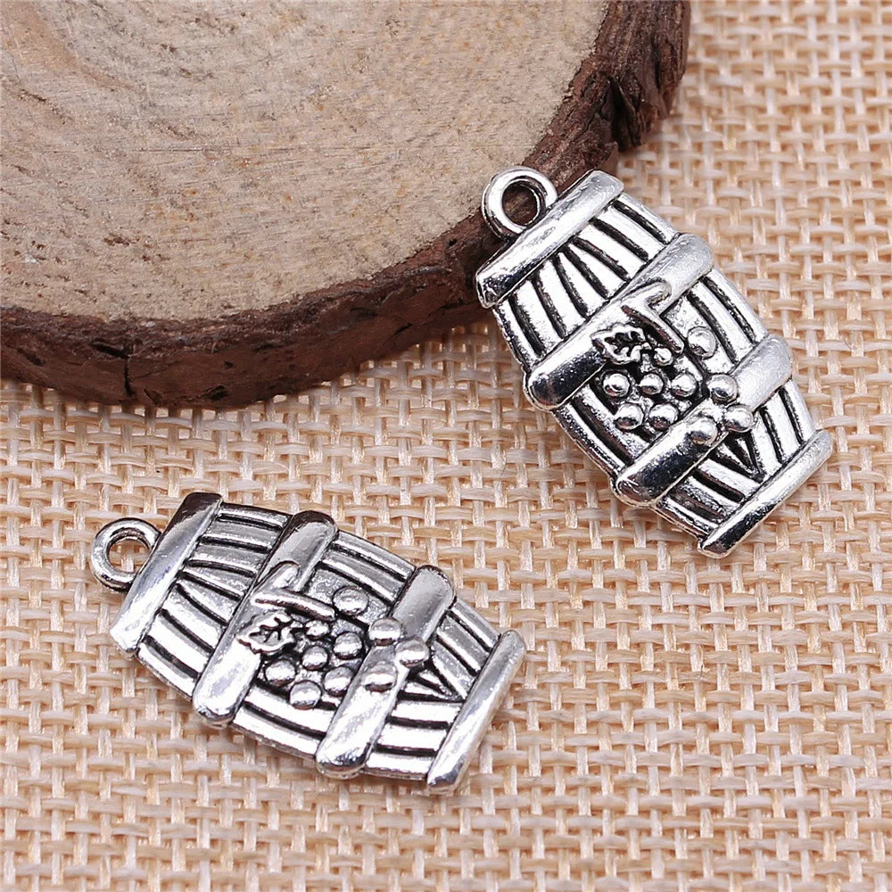 25x14mm 3.1g Antique Silver Zinc Alloy Wine Barrel Charm Pendant for DIY Bracelet Necklace Making