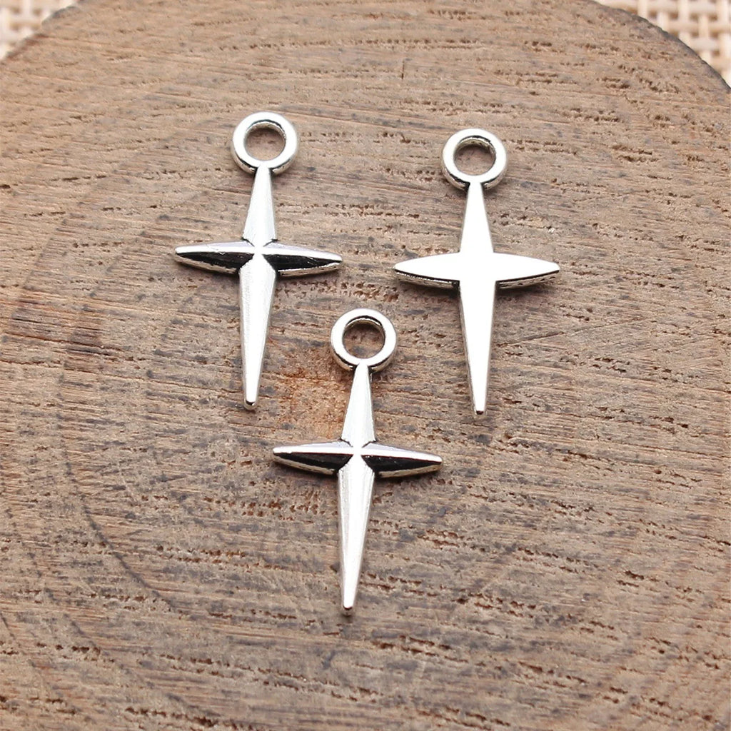 20x10mm 0.45g Multicolor Zinc Alloy Cross Star Charm Pendant for DIY Necklace Bracelet Jewelry