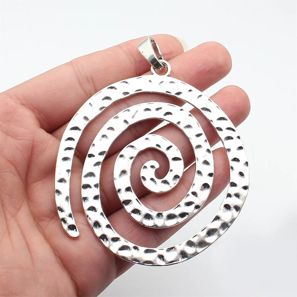 98x79mm 32.3g Multi Color Zinc Alloy Hammered Swirl Large Charm Pendant for DIY Statement Jewelry Making
