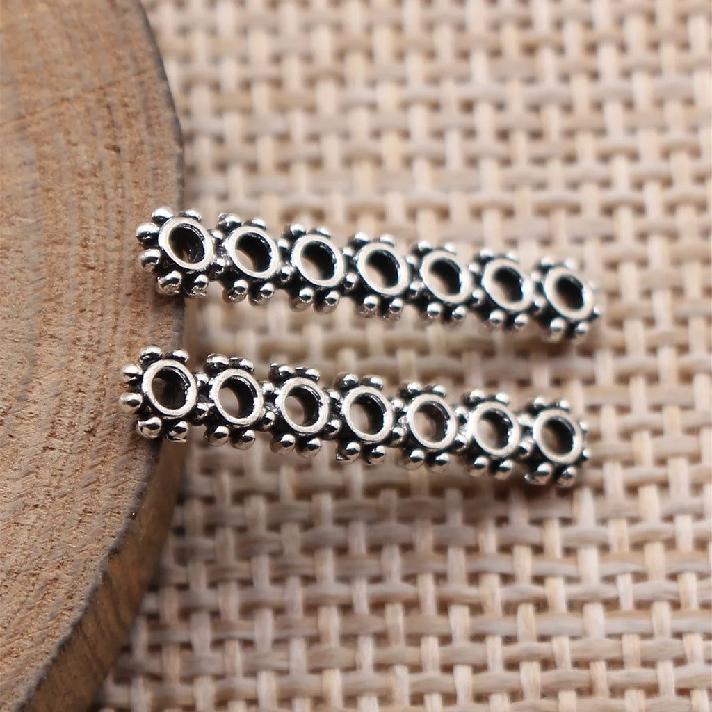 21x3.8mm 0.42g Antique Silver Zinc Alloy Seven Hole Bar Spacer Beads for DIY Bracelet Jewelry Making