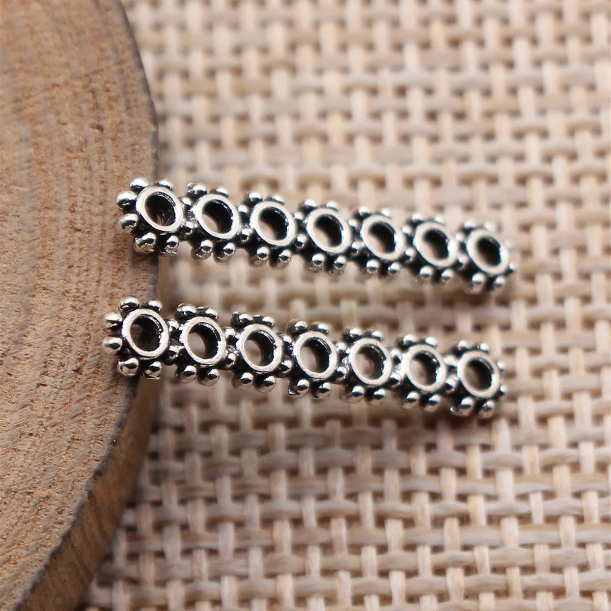 21x3.8mm 0.42g Antique Silver Zinc Alloy Seven Hole Bar Spacer Beads for DIY Bracelet Jewelry Making