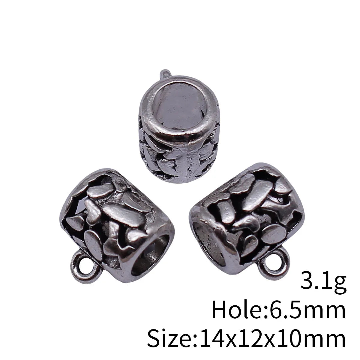 14x12x10mm 3.1g Antique Silver Zinc Alloy Hollow Floral Large Hole Bail Connector for DIY Jewelry Findings