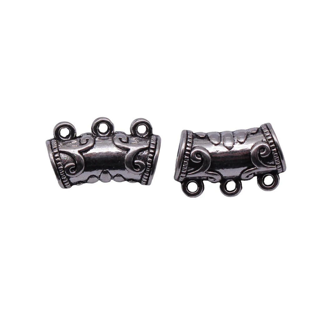 22x14x10mm 5.3g Antique Silver Zinc Alloy Vine Texture Three-Way Pendant Bail Connector for DIY Necklaces