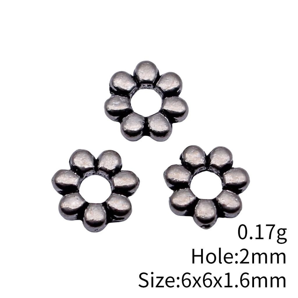 6x6x1.6mm 0.17g Multi-Color Zinc Alloy Flower Shape Spacer Beads for DIY Bracelet Necklace Making