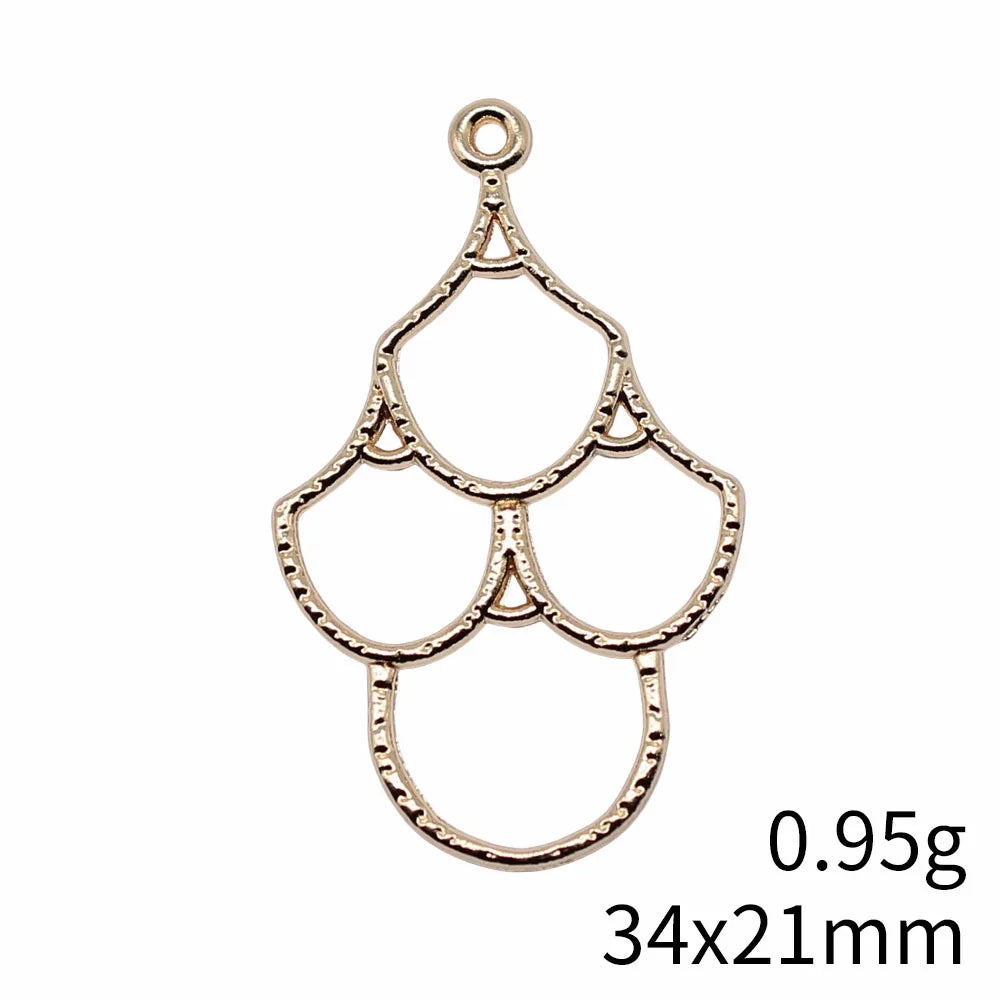 34x21mm 0.95g KC Gold Zinc Alloy Geometric Charm Pendant for DIY Necklace Bracelet Jewelry Making