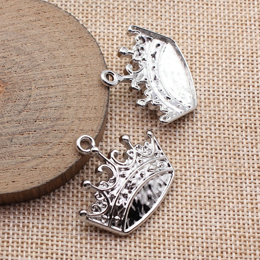 34x30mm 4.4g Silver Tone Zinc Alloy Crown Charm Pendant for DIY Bracelet Necklace Jewelry