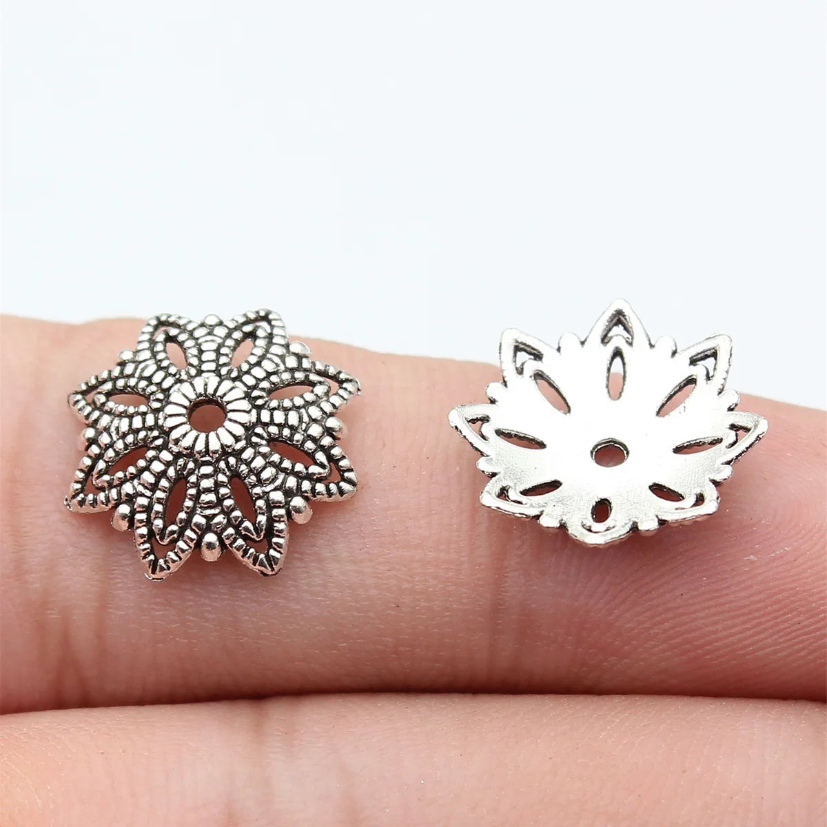 15x15mm 0.8g Antique Silver Zinc Alloy Flower Bead Caps Spacer Findings for DIY Jewelry Making