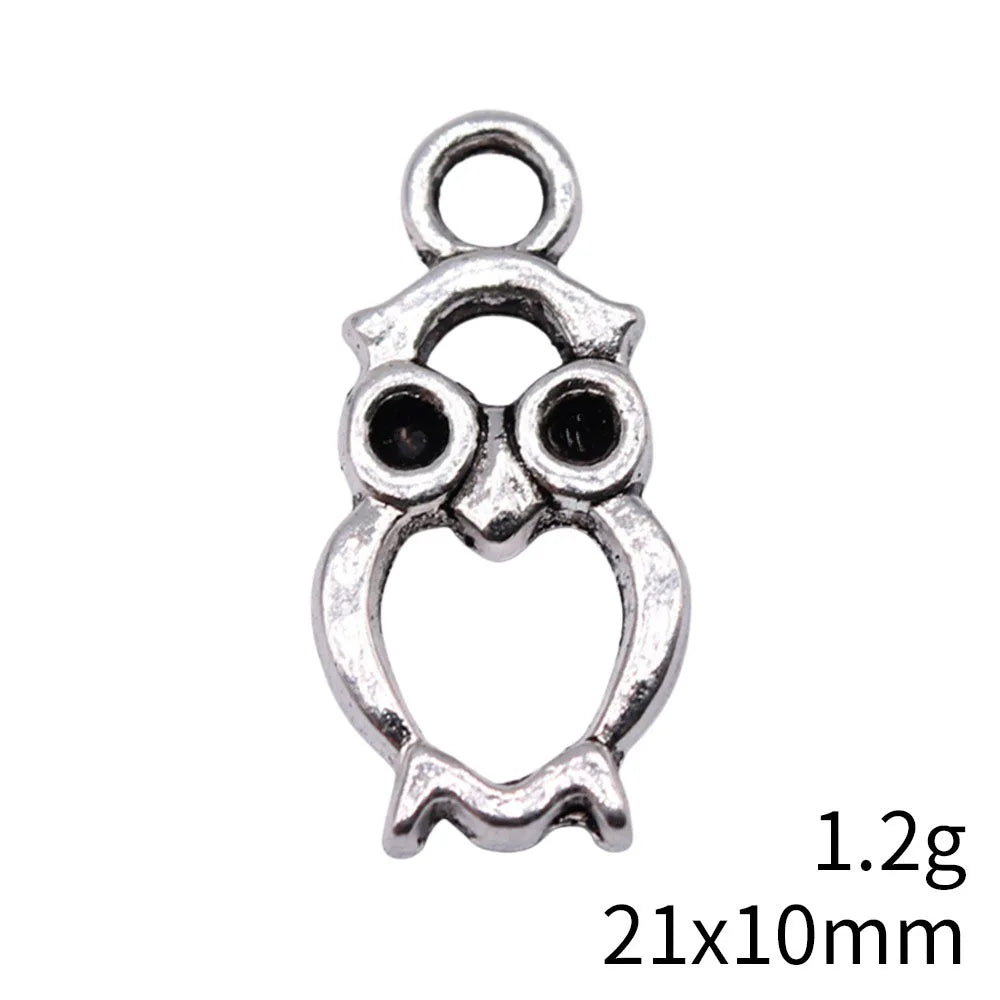 21x10mm 1.2g Antique Silver Zinc Alloy Owl Cat Charm Pendant for DIY Necklace Bracelet Jewelry Making