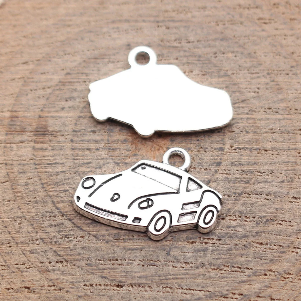 20x13mm 1.3g Antique Silver Zinc Alloy Sports Car Charm Pendant for DIY Necklace Jewelry Making