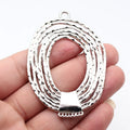 76x53mm 19.3g White Gold Color Zinc Alloy Layered Hammered Oval Round Charm Pendant for DIY Statement Necklace