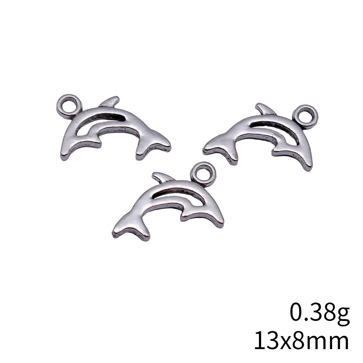 13x8mm 0.38g Antique Silver Zinc Alloy Hollow Dolphin small charm pendant for DIY bracelet necklace making