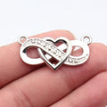 39x20mm 3.6g White K Zinc Alloy Infinity Heart Charm Pendant for DIY Necklace Bracelet Making