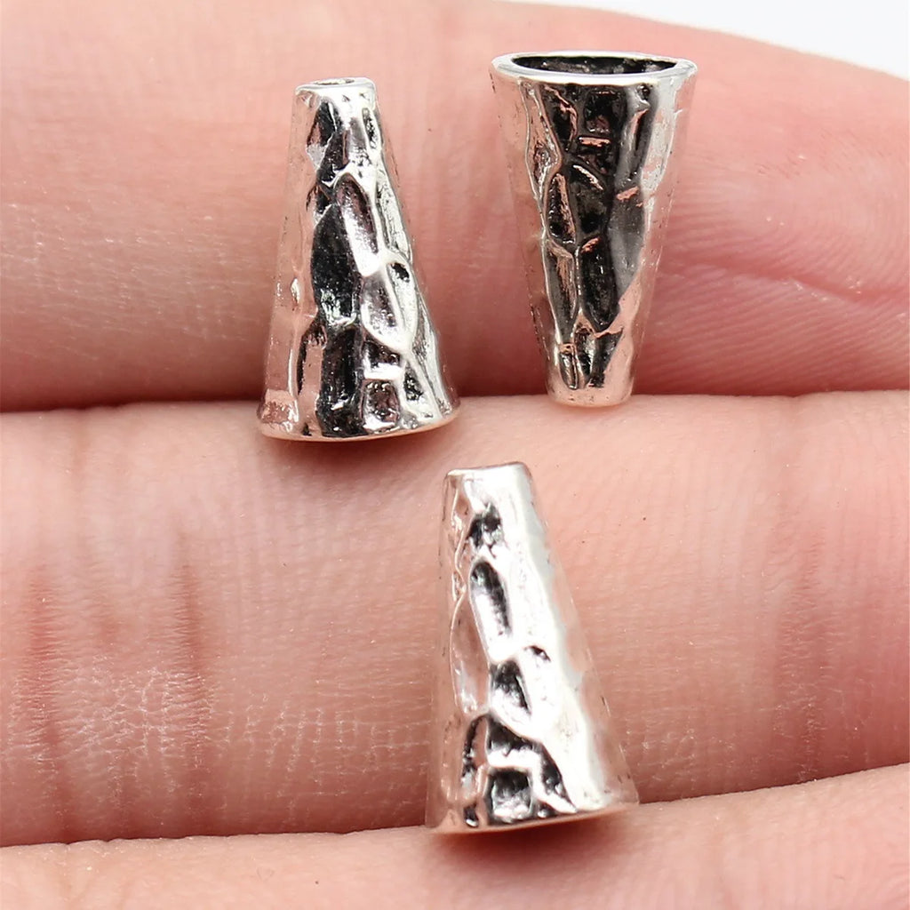14x8x8mm 1g Antique Silver Zinc Alloy Hammered Cone Tassel Cap Jewelry Findings for DIY Earrings