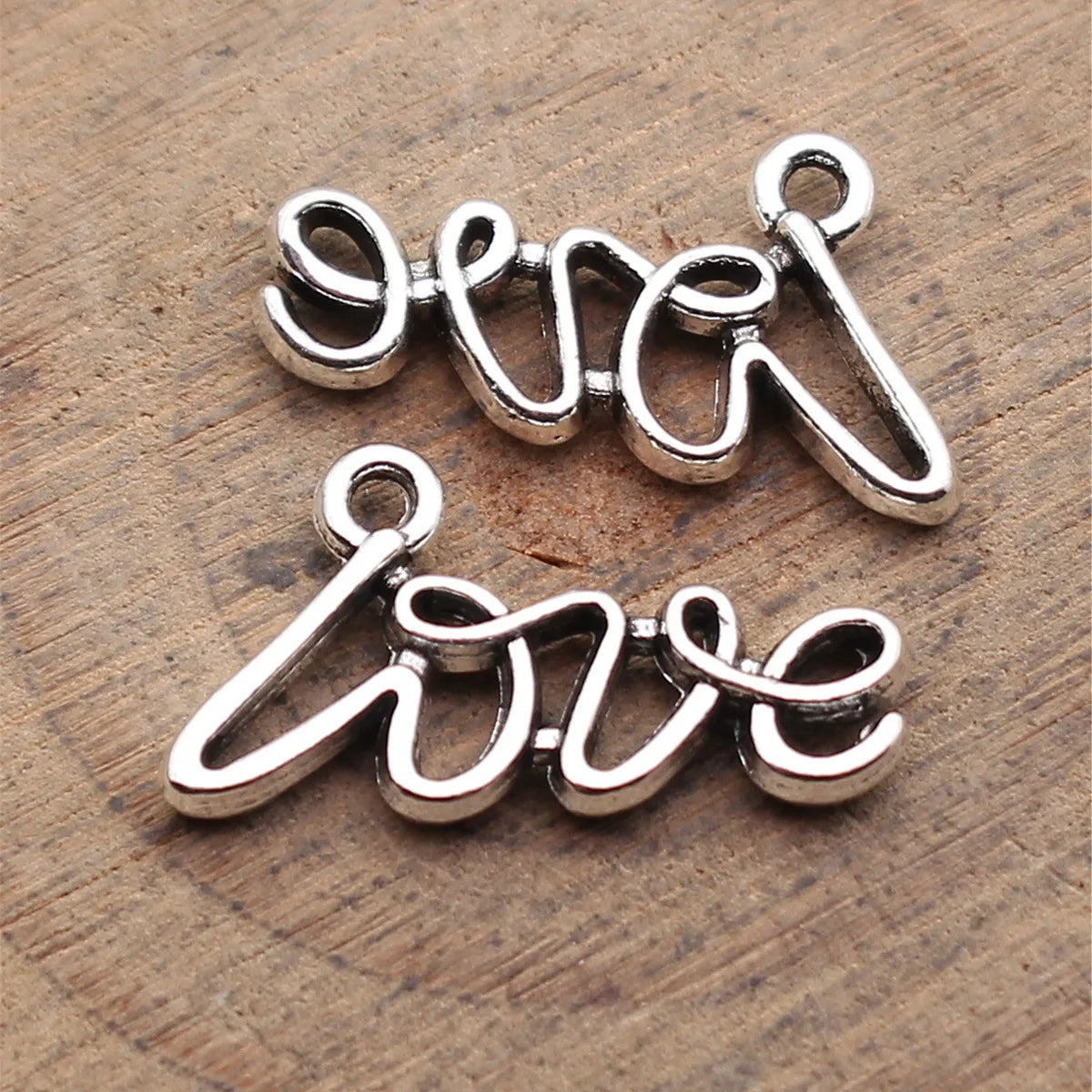 16x10mm 0.78g Antique Silver Zinc Alloy LOVE Letter Charm Pendant for DIY Bracelet Making