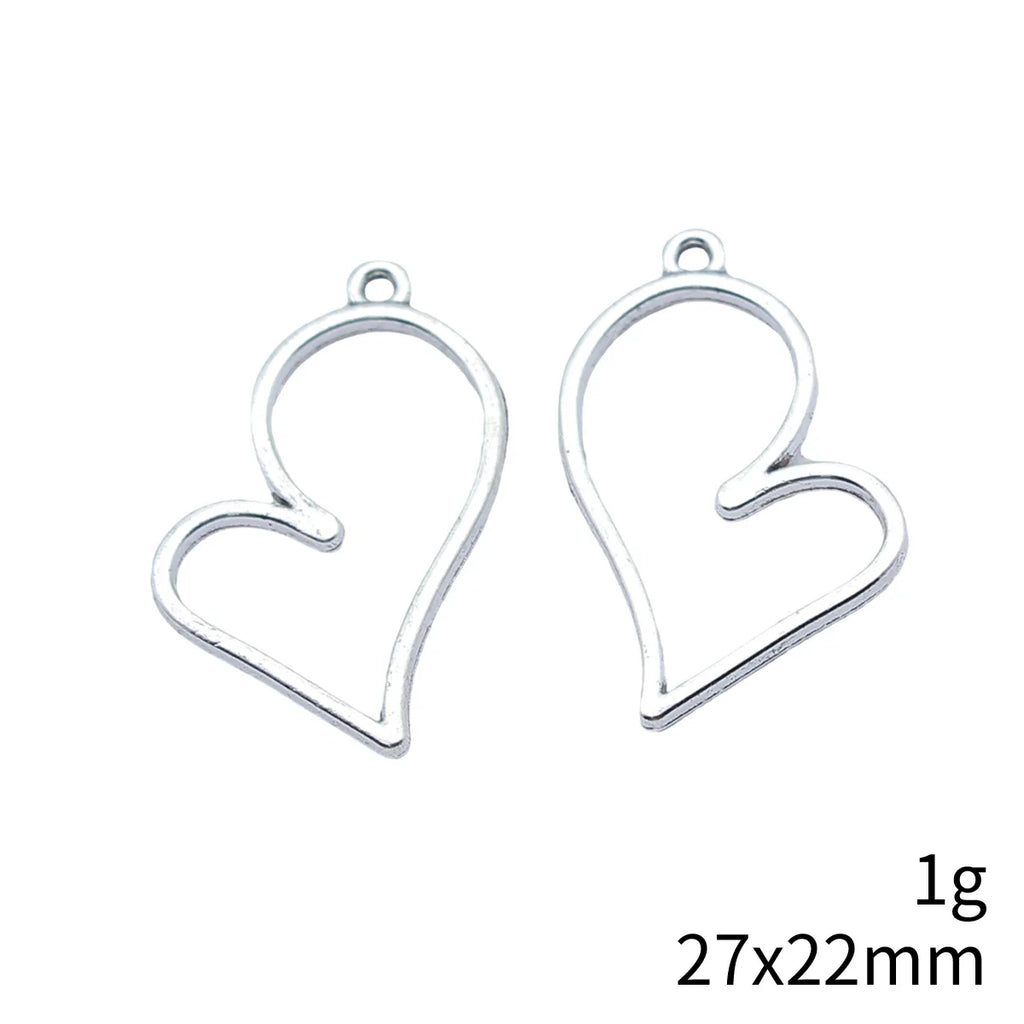 27x22mm 1g Antique Silver Zinc Alloy Hollow Heart Charm Pendant for DIY Necklace Bracelet Making