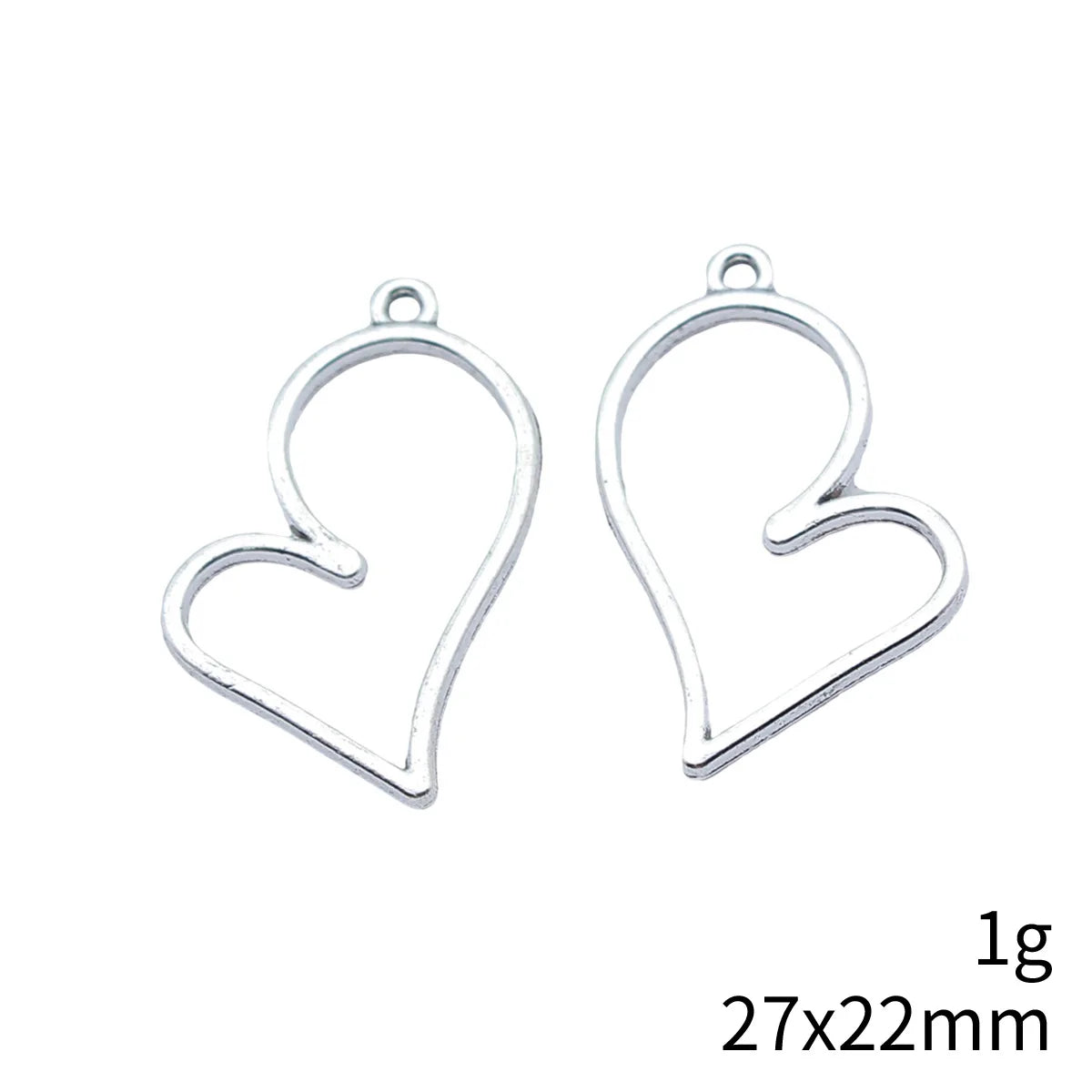 27x22mm 1g Antique Silver Zinc Alloy Hollow Heart Charm Pendant for DIY Necklace Bracelet Making