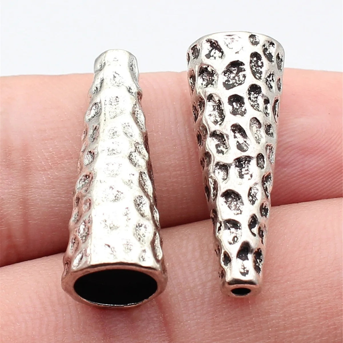 28x10x10mm 3.5g Multicolor Zinc Alloy Hammered Long Cone Tassel Cap for DIY Earrings Pendant Making