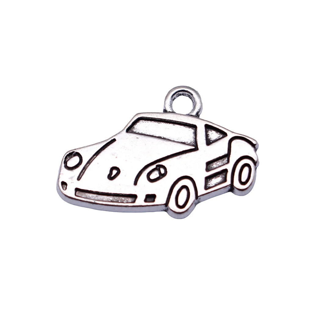 20x13mm 1.3g Antique Silver Zinc Alloy Sports Car Charm Pendant for DIY Necklace Jewelry Making