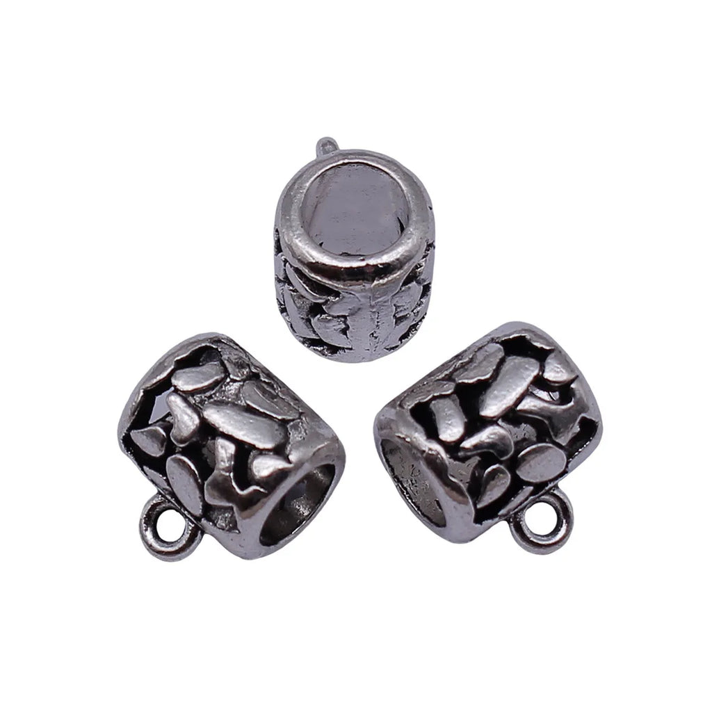 14x12x10mm 3.1g Antique Silver Zinc Alloy Hollow Floral Large Hole Bail Connector for DIY Jewelry Findings