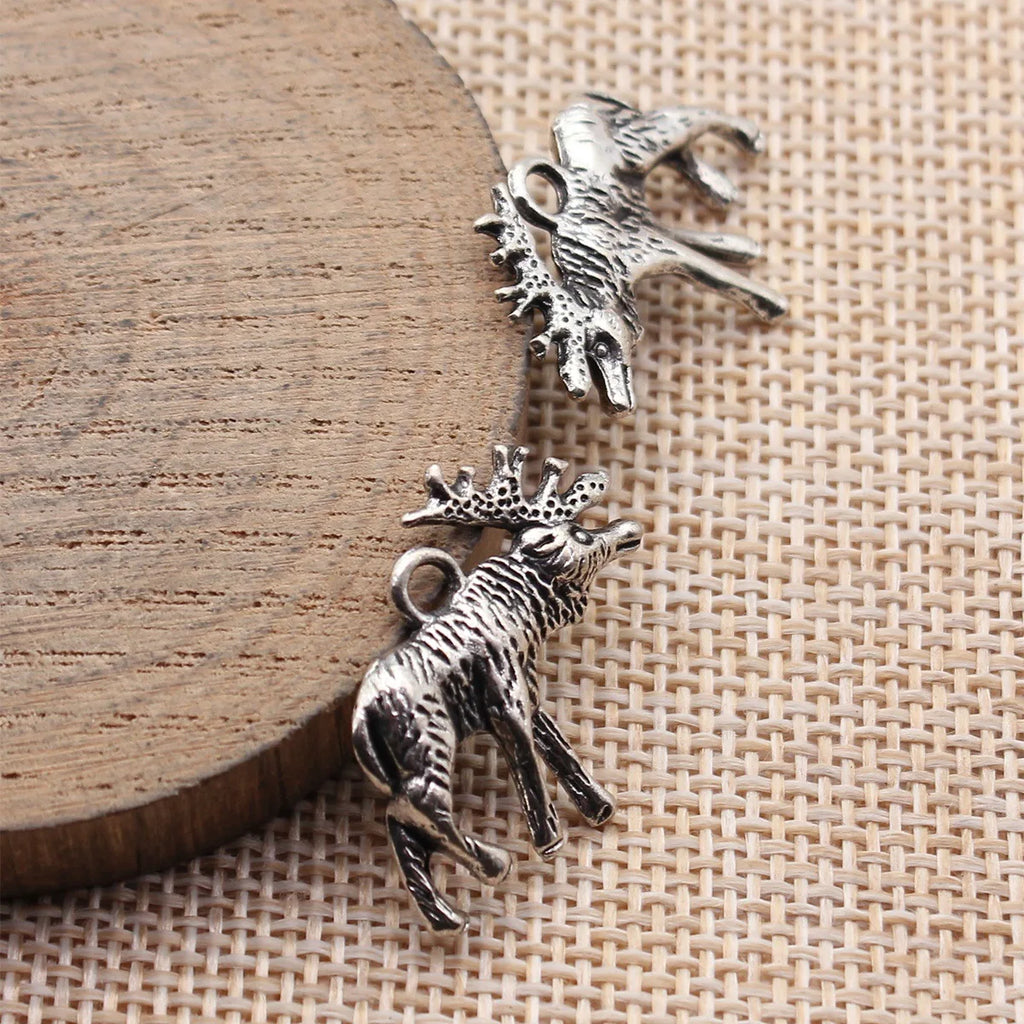 22x22mm 2.2g Antique Silver Zinc Alloy Elk Charm Pendant for DIY Christmas Necklace Jewelry Making