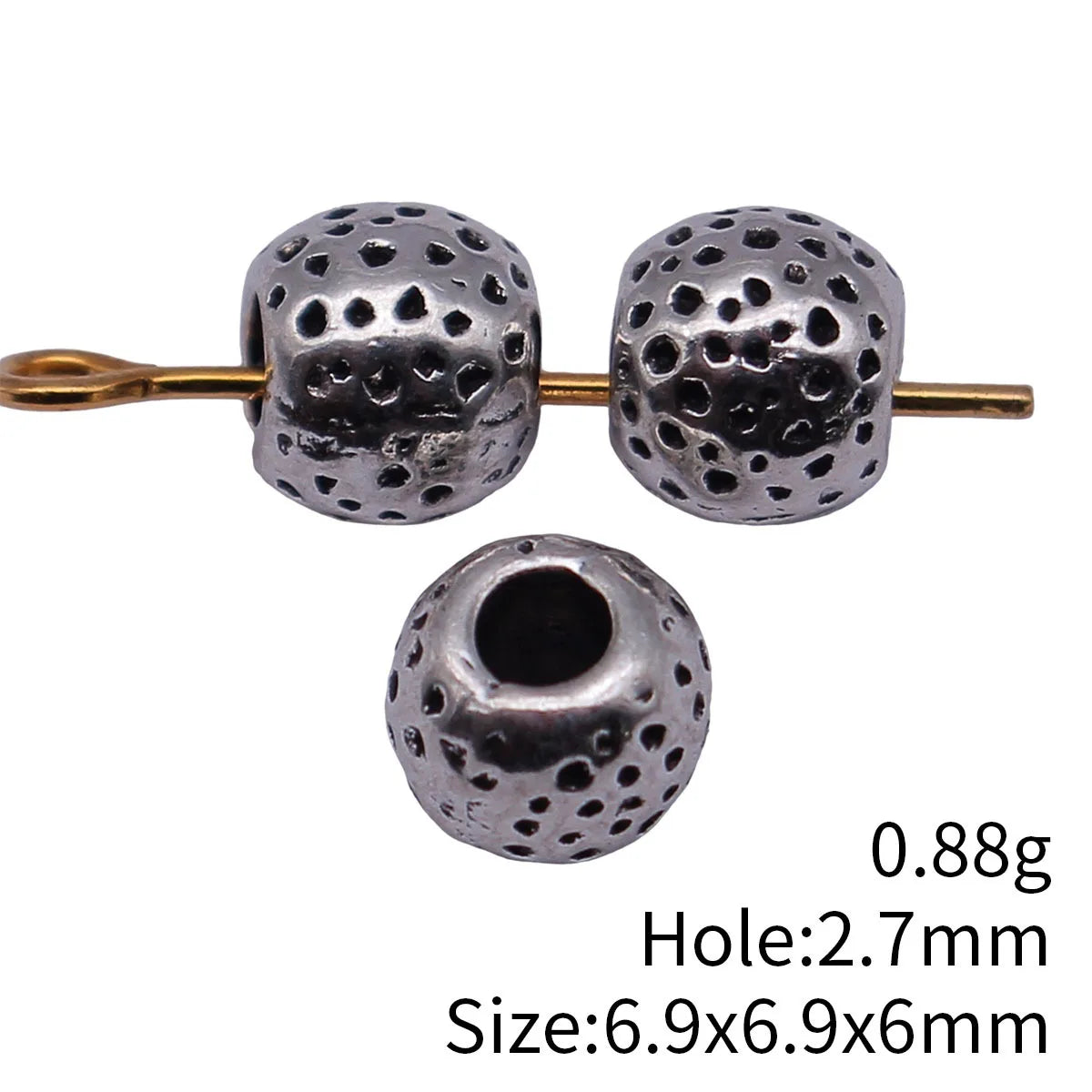 6.9x6.9x6mm 0.88g Antique Silver Zinc Alloy Textured Concave Dot Spacer Beads for Bracelet Jewelry Making