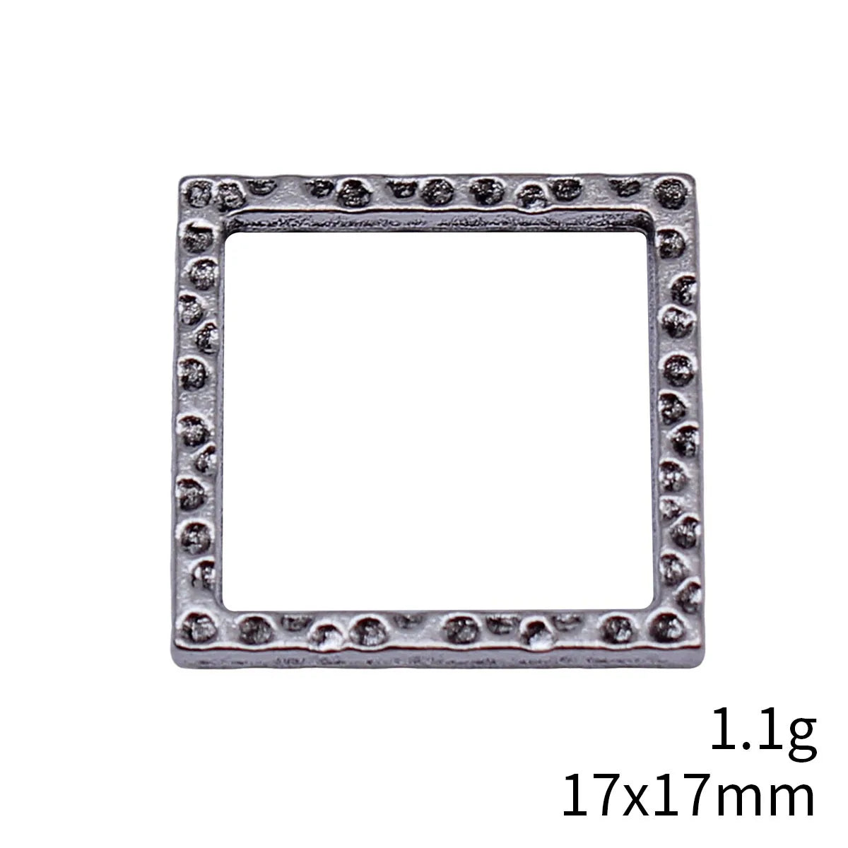 17x17mm 1.1g Multicolor Zinc Alloy Hammered Hollow Square Frame Charm Pendant for DIY Earrings