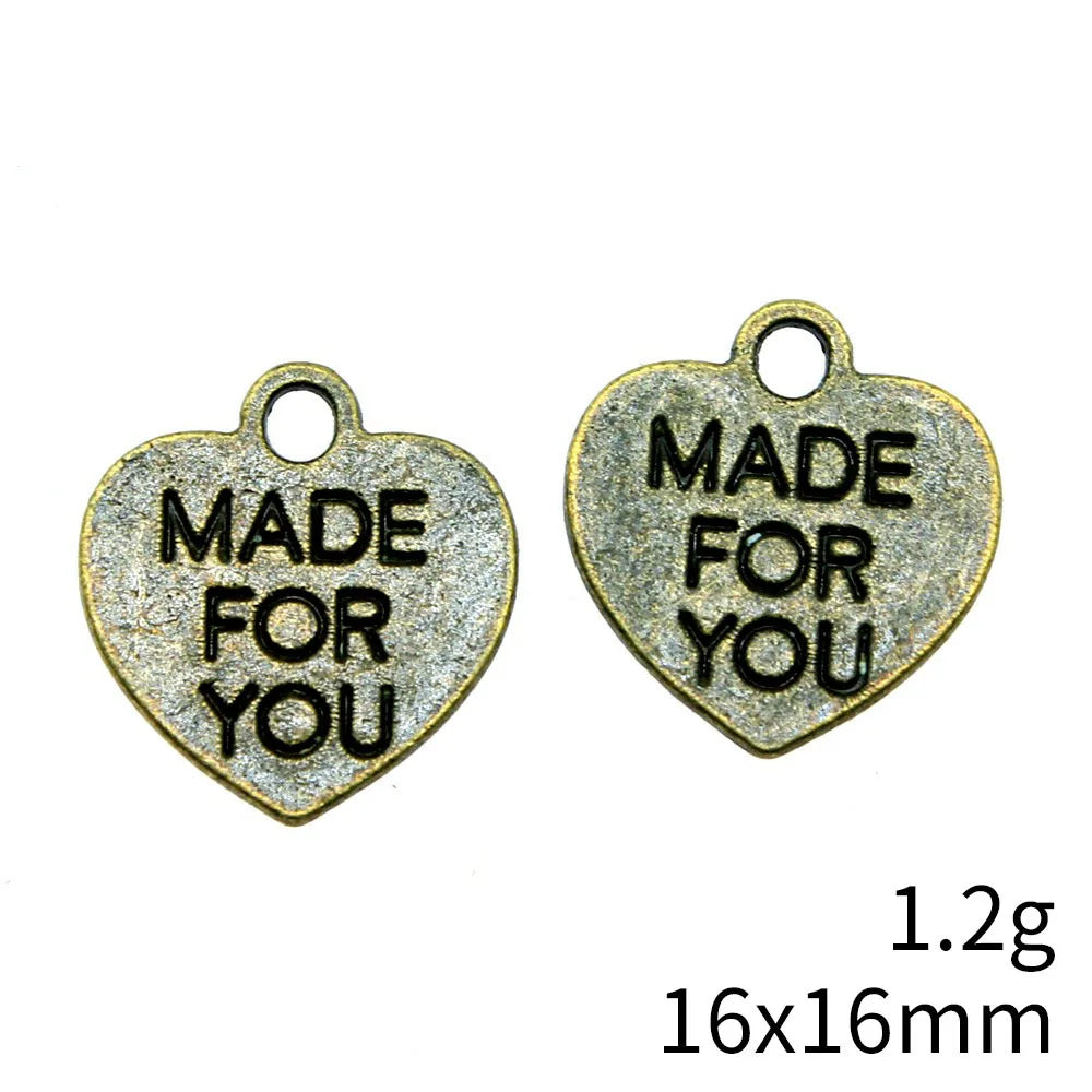 16x16mm 1.2g Antique Bronze Zinc Alloy Made for You Charm Pendant for DIY Necklace Bracelet Making