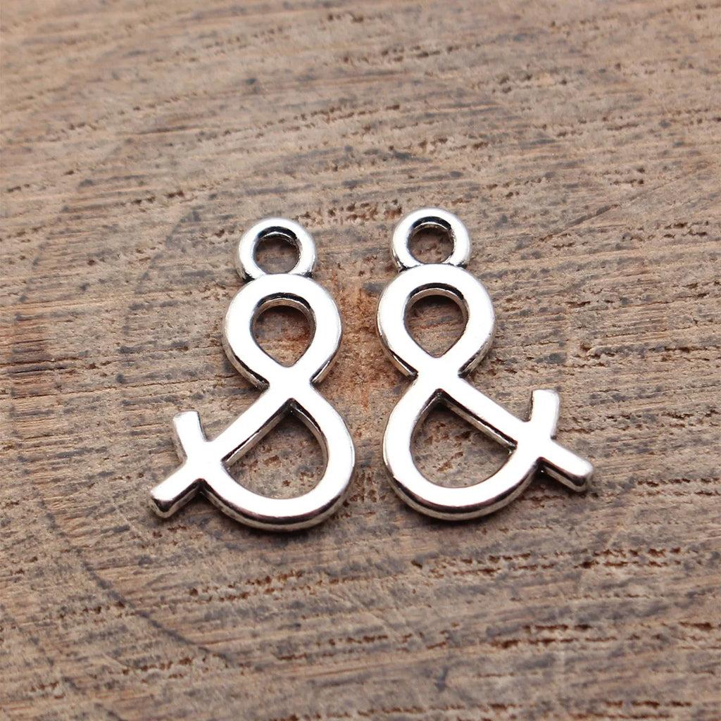 16x10mm 0.48g Antique Silver Zinc Alloy Ampersand Symbol Charm Pendant for DIY Necklace Bracelet