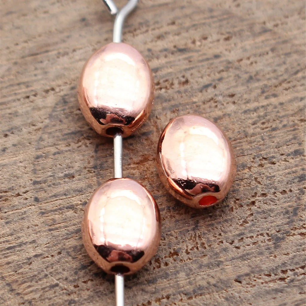 7.7x5.9x3.8mm 0.6g Rose Gold Zinc Alloy Oval Flat Spacer Round Beads for DIY Bracelet and Necklace Making