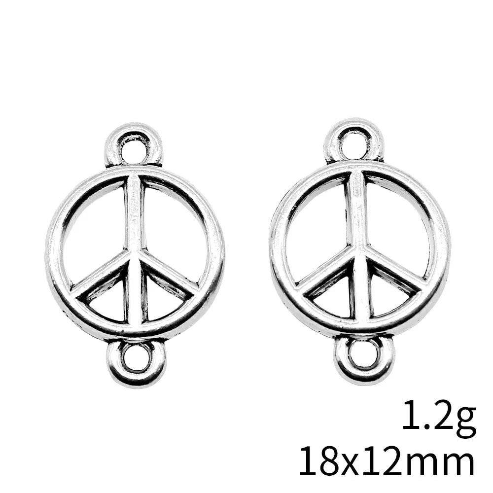18x12mm 1.2g Multi Color Zinc Alloy Peace Sign Connector Charm for DIY Bracelet Jewelry Making