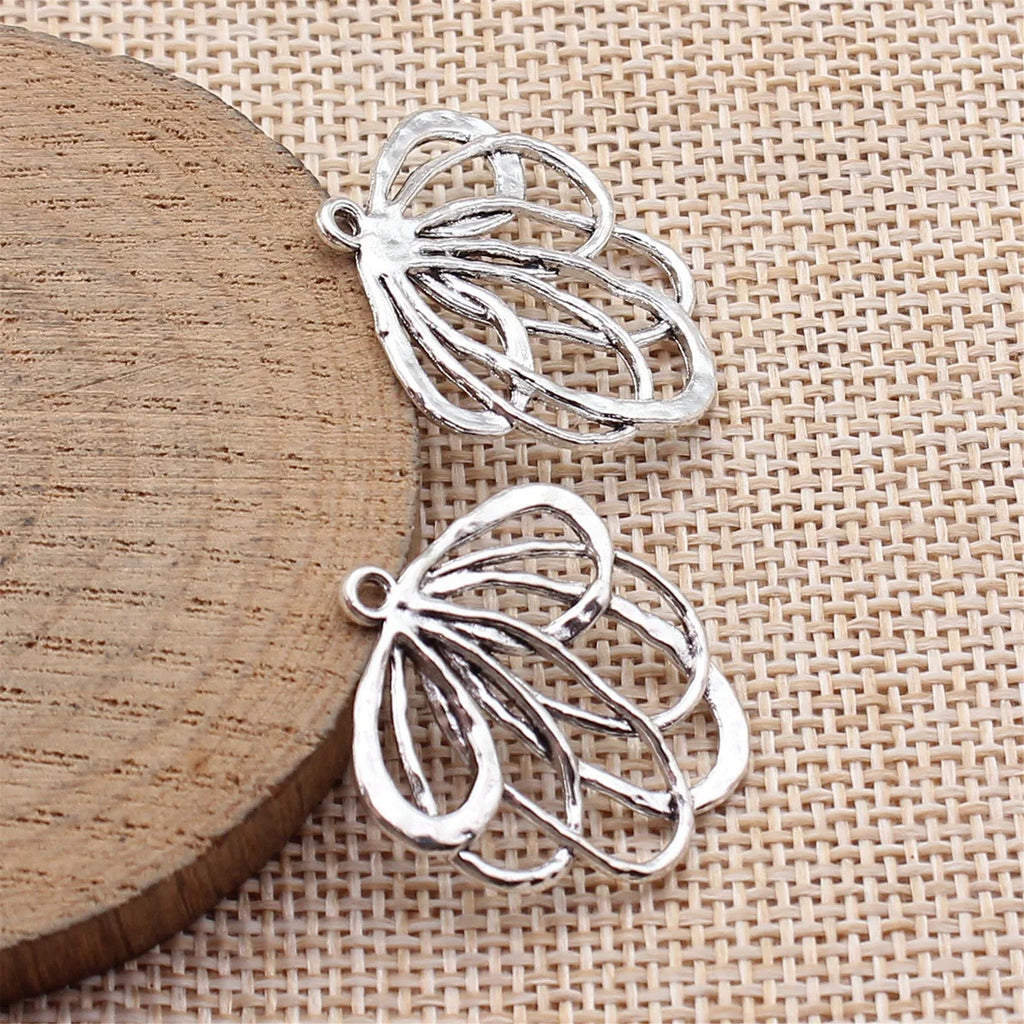 26x25mm 2g Antique Silver Zinc Alloy Openwork Geometric Hollow Earring Charms for DIY Earrings Making
